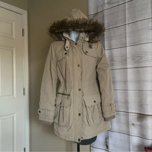DKNY Beige Light Brown Parka Winter Coat - Picture 2 of 16